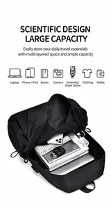 Interior view of large capacity backpack showing laptop compartment and organized storage