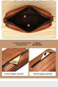 Detailed view of the multi-compartment interior and functional zipper pockets of the brown bag