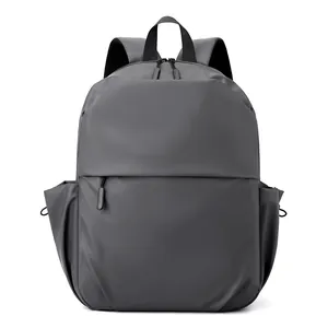 Sleek dark grey laptop backpack with waterproof matte finish and ergonomic design