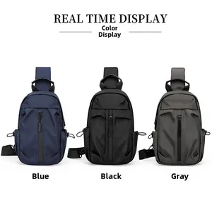Borse da petto uomo in blu, nero e grigio realizzate in nylon impermeabile durevole