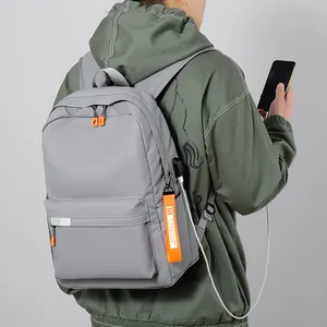 Large Capacity Casual Backpack For Men Women Students Solid Color Travel Outdoor School Bag With USB Charging Port Backpack