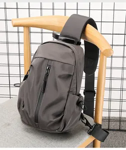 Detailed view of large capacity waterproof nylon chest bag with breathable mesh strap