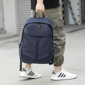 Sac à dos d'affaires bleu marine pour ordinateur en nylon imperméable de grande taille