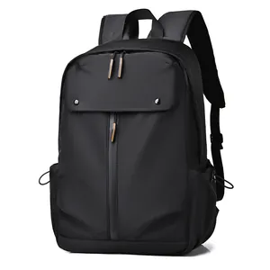 Sac à dos d'affaires noir étanche à grande capacité avec poche frontale à boucle