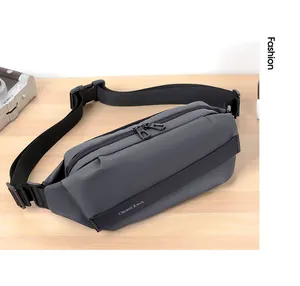 Detail of waterproof nylon chest bag with magnetic buckle and adjustable strap
