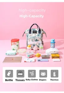 Detailed internal storage compartments showing baby essentials in large diaper backpack