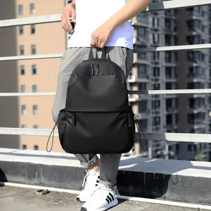 Sac à Dos Décontracté Unisexe Minimaliste Grande Capacité Polyester Imperméable Sac École pour Ordinateur Portable Voyage Daypack Gris Noir Bleu