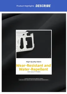 Détail du tissu en nylon noir résistant aux rayures et texture hydrofuge pour sac homme