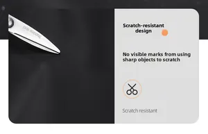 Detail showing the scratch-resistant high-density fabric of the black travel backpack