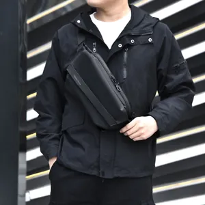 Men Minimalist Waterproof Nylon Chest Bag Techwear Crossbody Bag Large Capacity Functional Urban Outdoor Travel Sling Bag