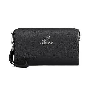 Herren Business Clutch Mit Zahlenschloss Kieselmaserung Kunstleder Große Kapazität Anti-Diebstahl Handtasche Handgelenktasche