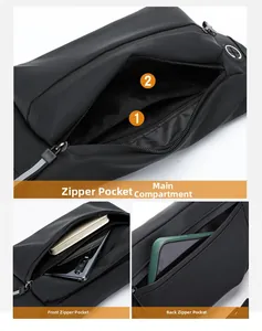 Détails du rangement multi-poches et des compartiments zippés fonctionnels du sac de sport