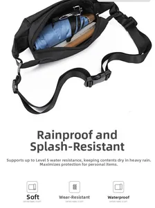 Internal view of waterproof Oxford fabric waist bag showing large storage capacity