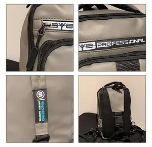 Détails du sac de poitrine sport étanche avec port USB et dos en maille respirante