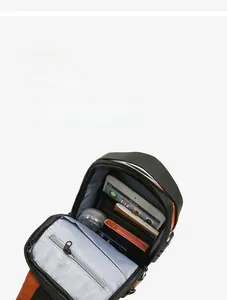 Top view of the spacious interior with multiple storage layers for tablet and daily items