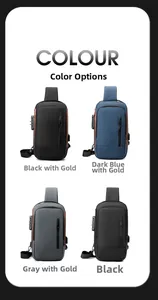 Men's crossbody sling bags in four colors with anti-theft lock and USB charging port