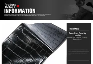 Close-up of premium black crocodile embossed leather with high-gloss finish and texture