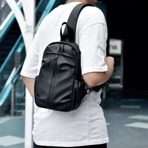 Sac de Poitrine en Tissu Oxford pour Hommes Imperméable Multifonctionnel Avec Port de Charge USB Sac Bandoulière Business Casual