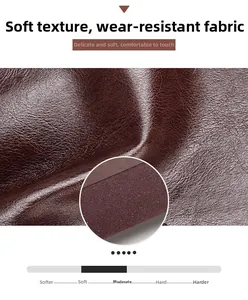 Detail of dark brown PU leather texture showing soft and wear-resistant fabric quality