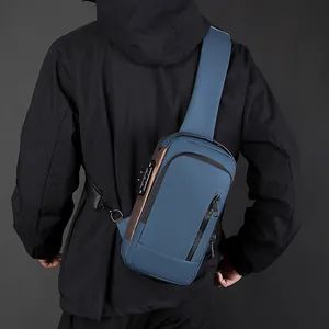 Waterproof anti-theft chest bag for men with security lock and wide shoulder strap