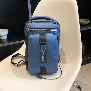 Sac de Poitrine Imperméable pour Hommes Sac à Bandoulière Multifonction Avec Port de Charge USB Couleur Unie Mode Streetwear Sacoche de Sport