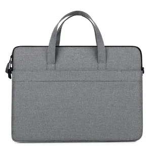 Business 15,6 Zoll laptoptasche aus grauem wasserfestem polyester mit stabilen griffen