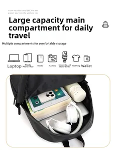 Detailed interior of a large capacity waterproof laptop backpack with multi-layer pockets