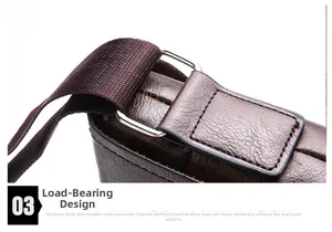 Macro detail of dark brown leather bag with reinforced D-ring and dense stitching