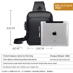 Detailansicht der Anti-Diebstahl-Brusttasche mit Platz für ein 9,7-Zoll-iPad