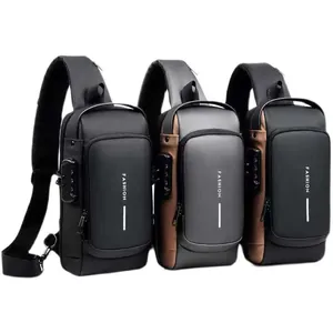 Drei Herren Anti-Diebstahl Sling Bags mit USB-Port und Sicherheits-Zahlenschloss