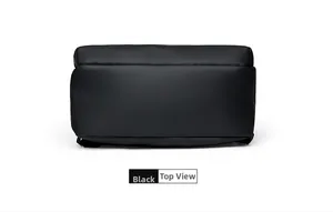 Top view of sleek black waterproof backpack showing premium matte texture and zipper design