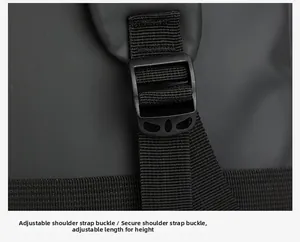 Detail of durable adjustable strap buckle on a lightweight 15 inch laptop backpack