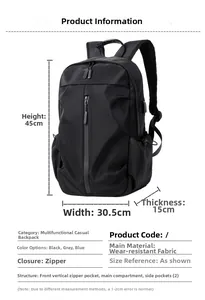 Guide des dimensions du sac à dos pour ordinateur 15,6 pouces mesurant 45x30,5x15cm