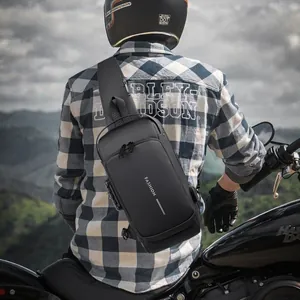 Men Anti Theft Sling Bag With USB Charging Port Waterproof Motorcycle Chest Bag 3 Digit Lock Large Capacity Crossbody Bag For Outdoor Travel