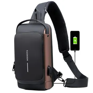 Wasserdichte Outdoor-Fahrrad-Brusttasche mit USB-Ladeanschluss in Schwarz und Braun