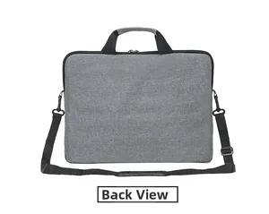 Vista posteriore della borsa da lavoro in tela impermeabile con manici e tracolla