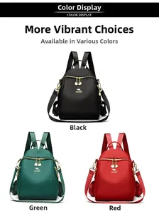 Zaino in nylon impermeabile disponibile in nero, verde e rosso con zip dorate eleganti