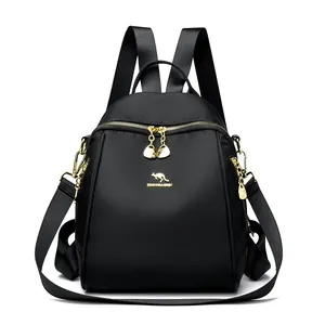 Zaino da Donna alla Moda in Tessuto Oxford Impermeabile in Nylon Street Trend Con Logo Canguro Oro Zaino da Viaggio Scuola Antifurto Multifunzione