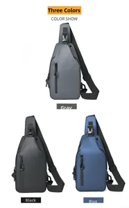Sacs de poitrine étanches pour hommes en gris, noir et bleu avec sangles réglables