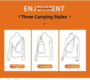 Oxford cloth chest bag showing three versatile wearing ways for men's daily travel