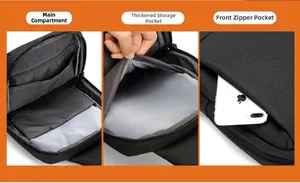 Macro view of multi-pocket storage including main pocket and thickened tablet compartment