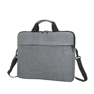 Borsa porta pc grigia professionale in tela impermeabile con tracolla regolabile