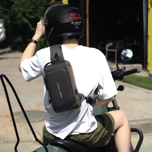 Waterproof crossbody chest bag with USB port and reflective strip for men outdoor cycling