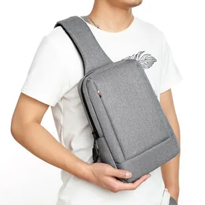 Men Oxford Cloth Waterproof Chest Bag With USB Charging Port Casual Crossbody Sling Shoulder Bag For Travel Daily Work