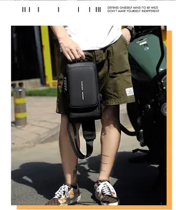 Waterproof hard shell men crossbody bag with TSA lock and fashion print outdoors