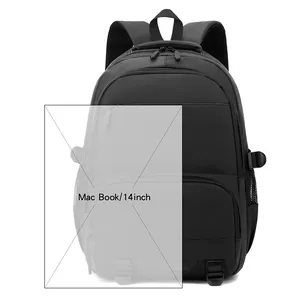 Sac à dos noir minimaliste pour ordinateur portable 14 pouces pour homme chic