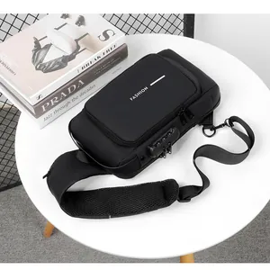 Detail view of waterproof chest bag with anti-theft lock and breathable mesh strap
