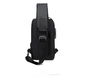 Waterproof men's chest bag back detail with anti-theft zipper pocket and padded strap