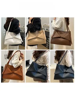 Collage of leather tote bags in various colors showing shoulder carrying styles