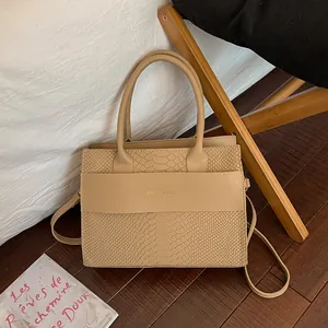 Fashion Crocodile Pattern PU Leather Tote Bag For Women Versatile Handbag With Detachable Shoulder Strap Street Style Bag